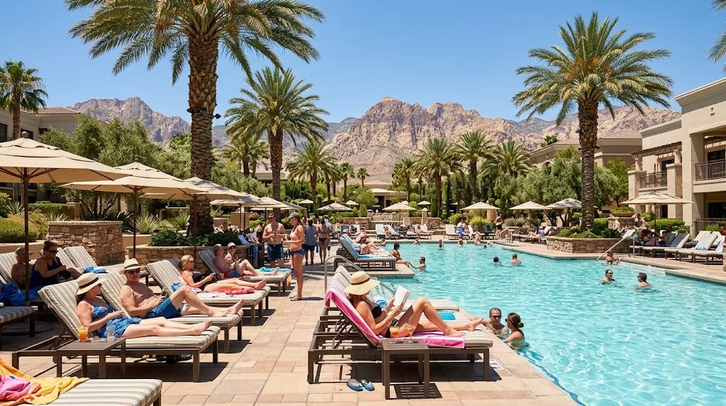 Resort pool in Las Vegas on a hot summer afternoon