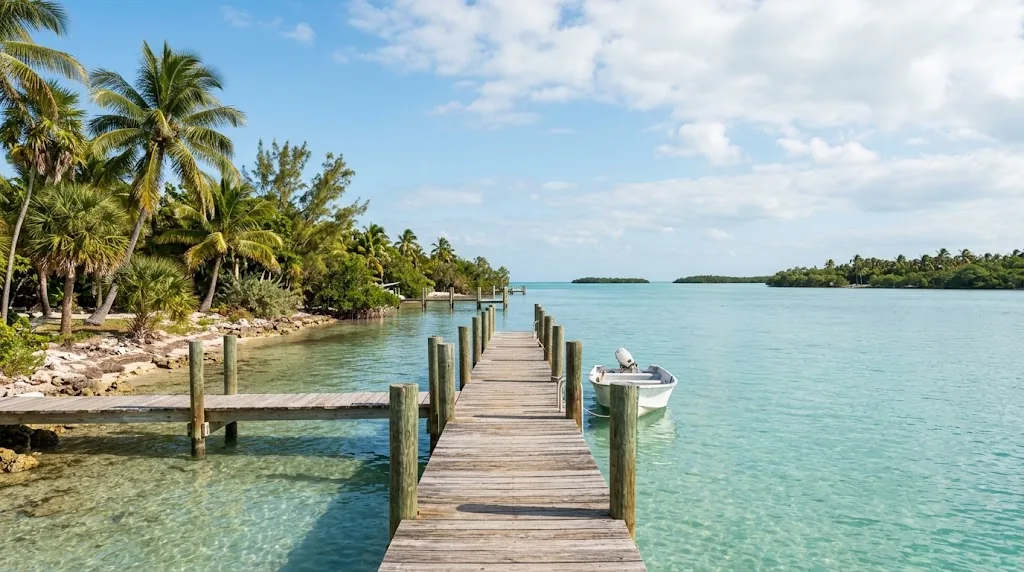 Florida Keys waterfront with turquoise water in February