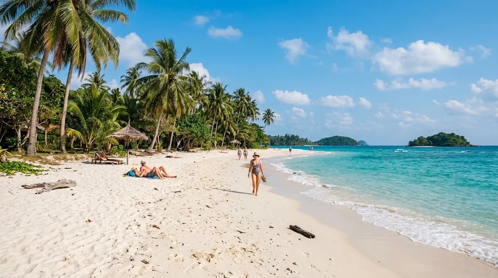 Tropical beach with turquoise water in February